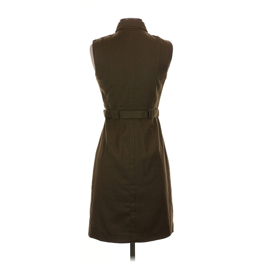 Banana Republic Factory Olive Green Utility Midi Dress Sleeveless Belted Size 4 - Picture 4 of 6